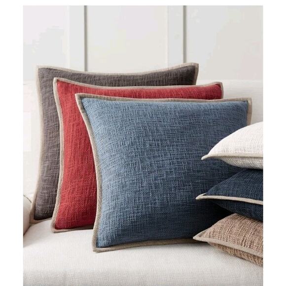 New Pottery Barn Basket Weave Cotton Pillow Cover Shams *In Marmalade* 20X20 - Picture 1 of 8